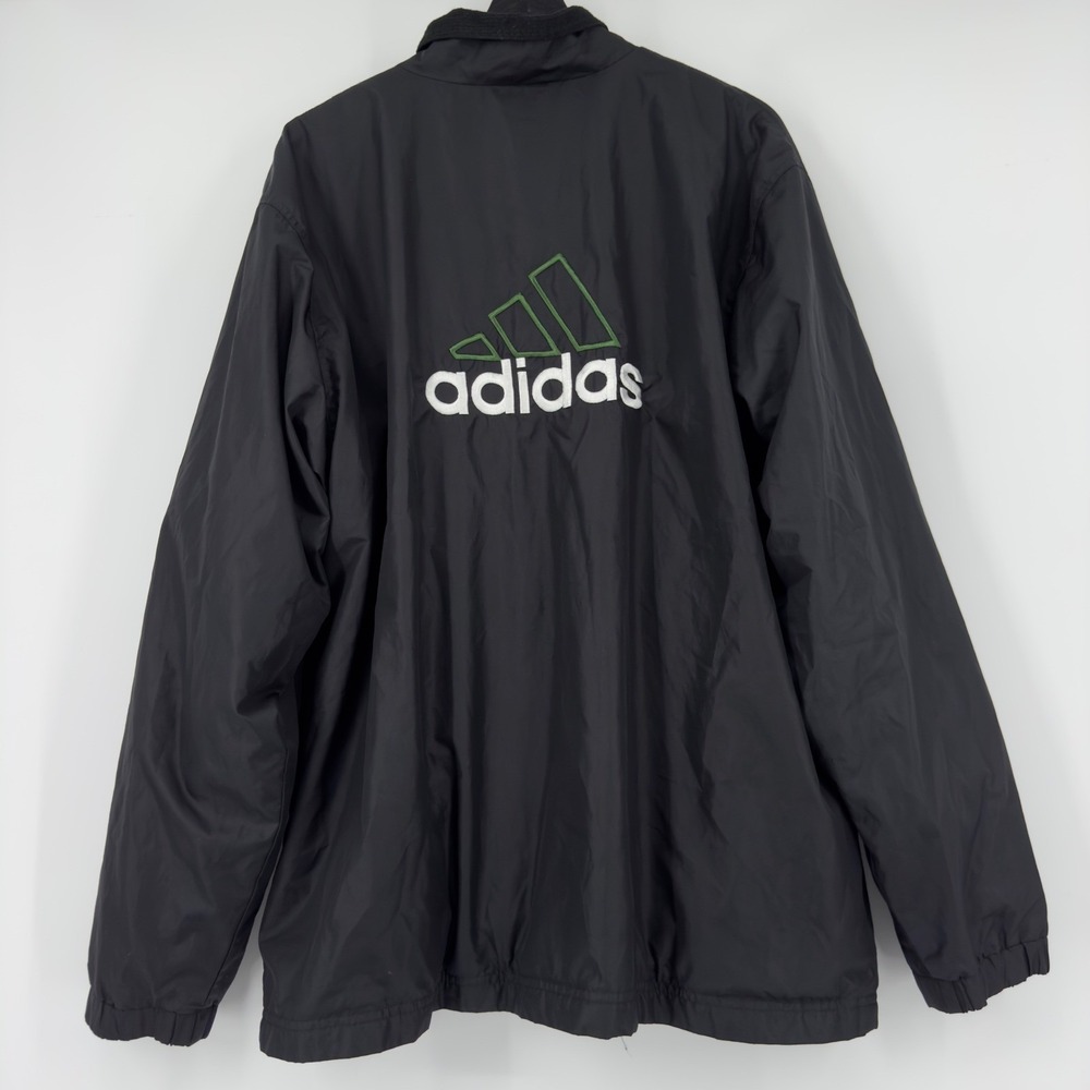 Adidas Mens Large Black Full Zip Windbreaker Jacket Mesh Lined Y2K Vintage